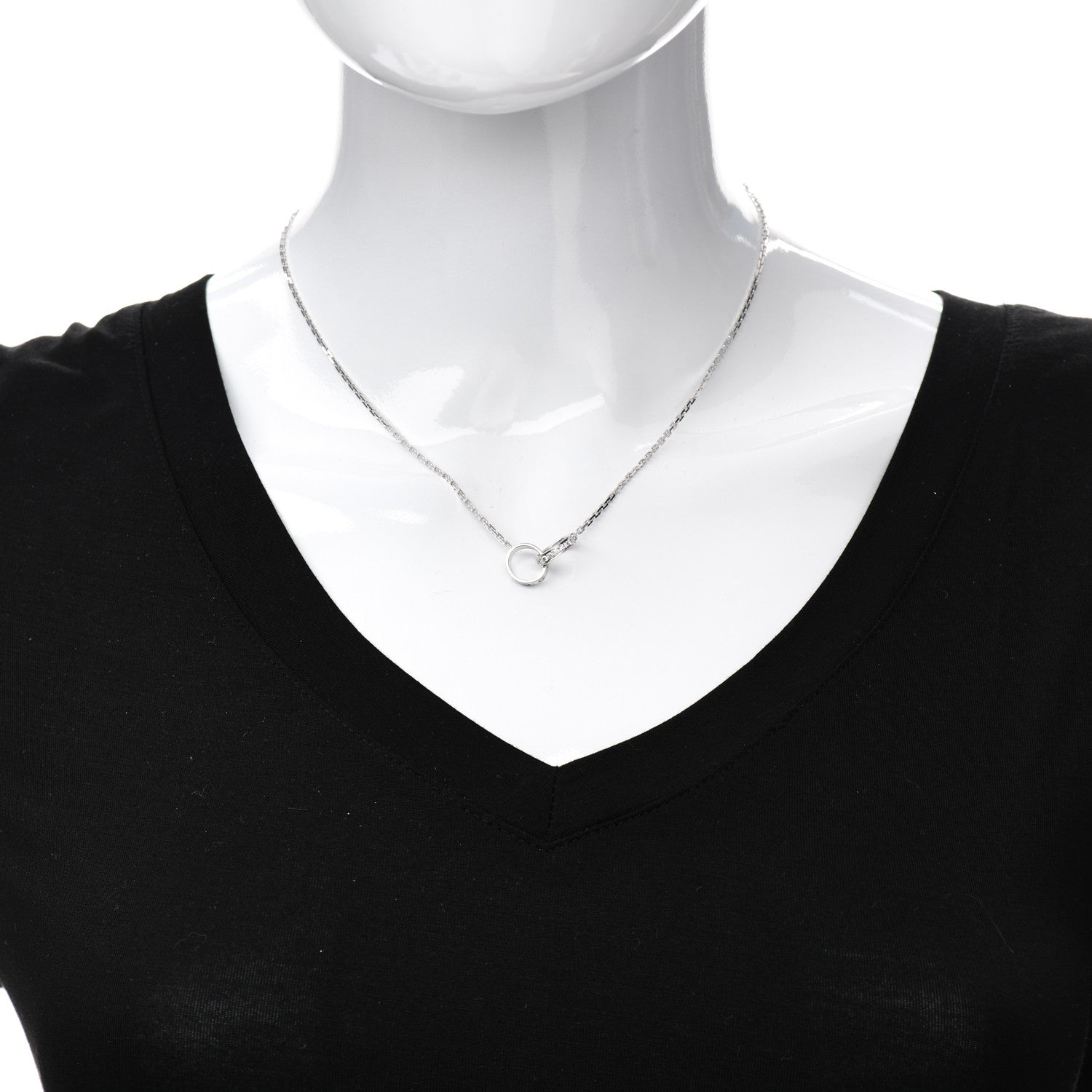 Cartier 18K White Gold Diamond Interlocking LOVE Necklace 2 of 6