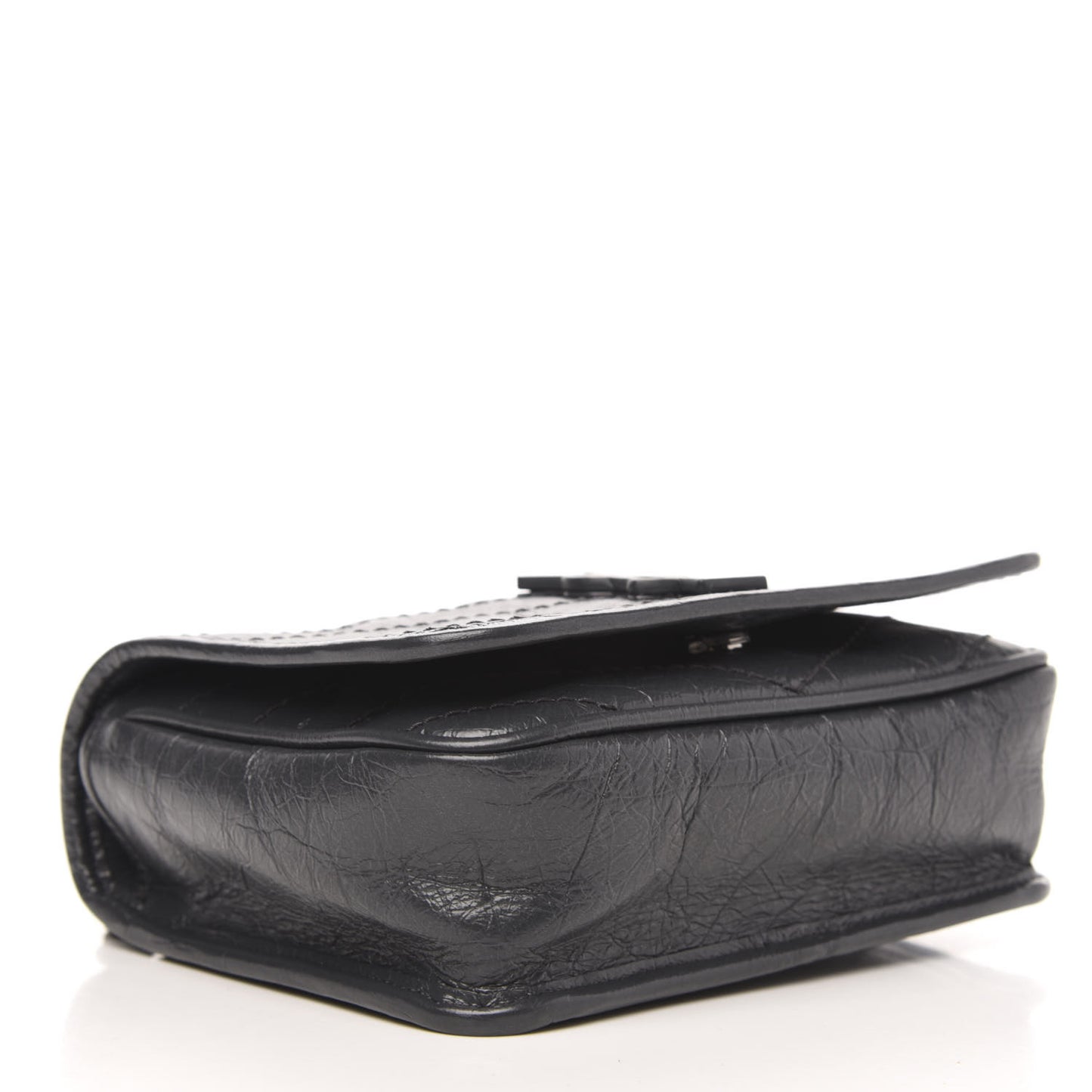 Crinkled Calfskin Matelasse Monogram Niki Chain Wallet Fog