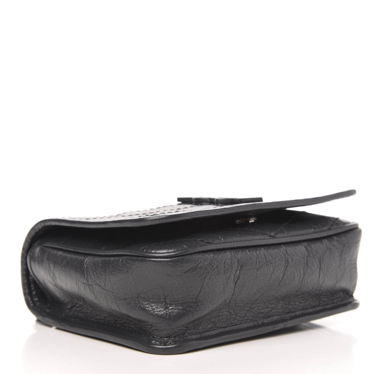 Saint Laurent Crinkled Calfskin Matelasse Monogram Niki Chain Wallet Fog 4 of 9