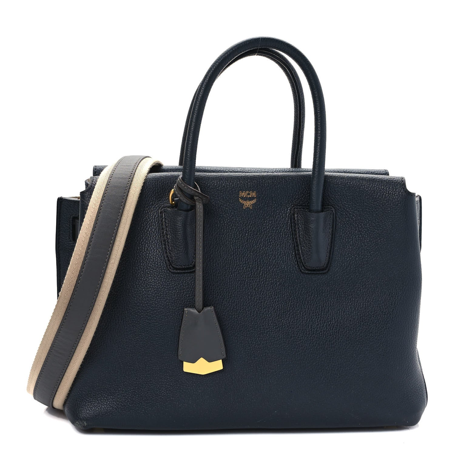 MCM Grained Calfskin Medium Milla Tote Black 1 of 12