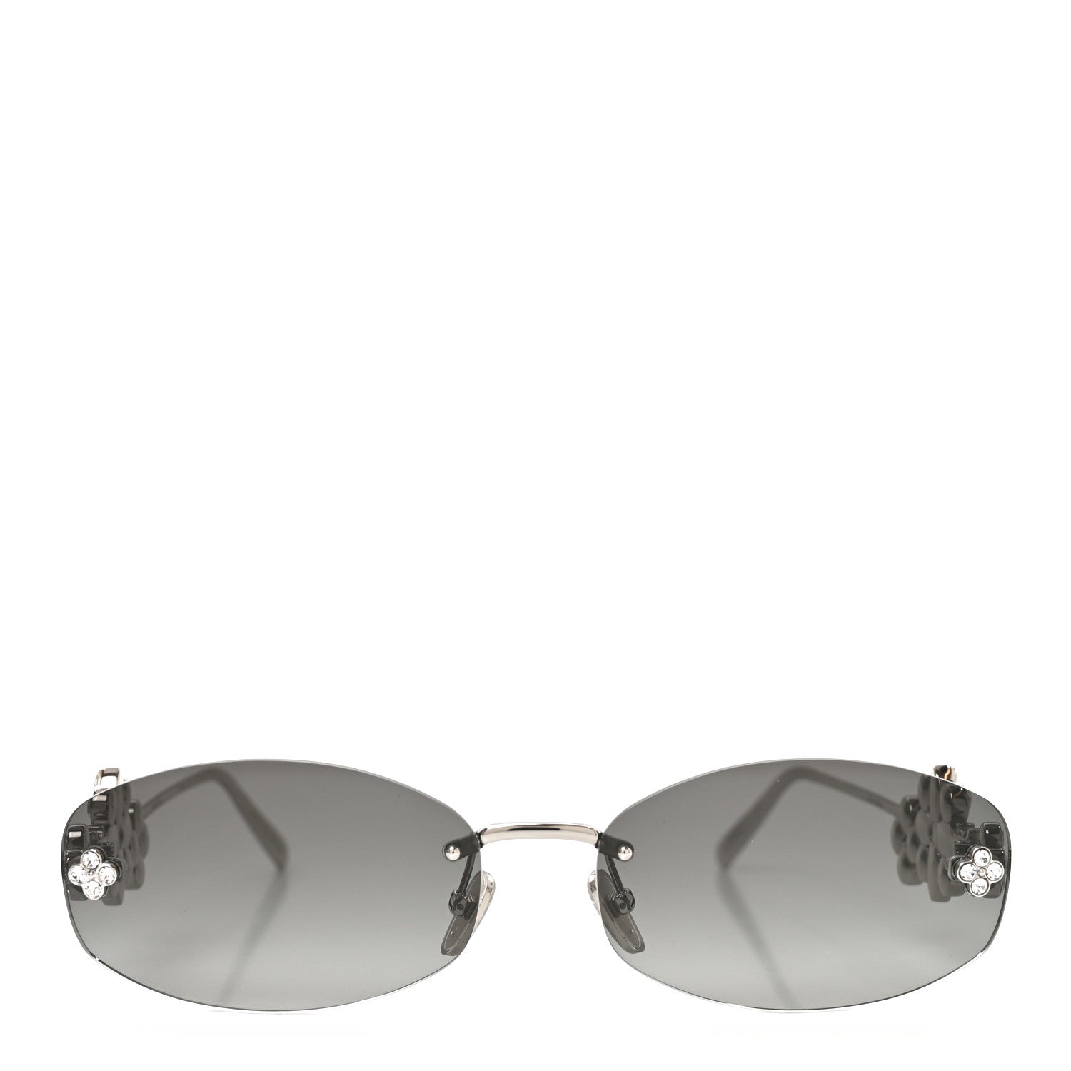 Louis Vuitton Metal Crystal Oval LV Dazzling Sunglasses Z3186U Silver 2 of 8