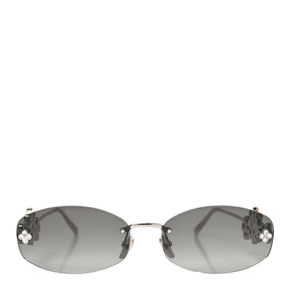 Louis Vuitton Metal Crystal Oval LV Dazzling Sunglasses Z3186U Silver 2 of 8