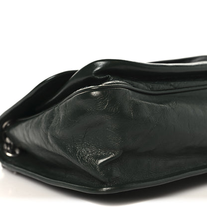 Saint Laurent Crinkled Lambskin Matelasse Monogram Medium Niki Chain Satchel Vert Fonce 9 of 10