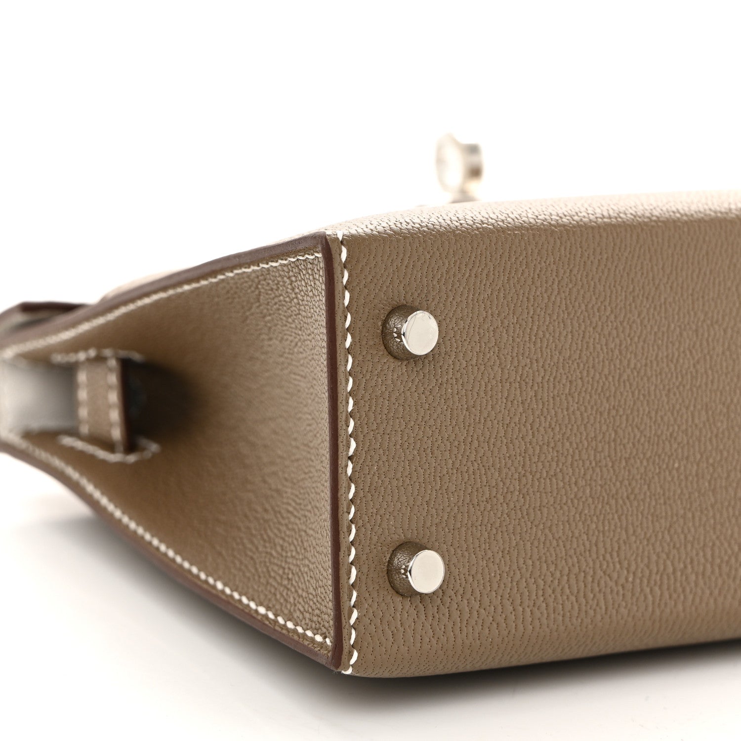 Hermes Chevre Mysore Verso Mini Kelly Sellier 20 Etoupe New White 8 of 10