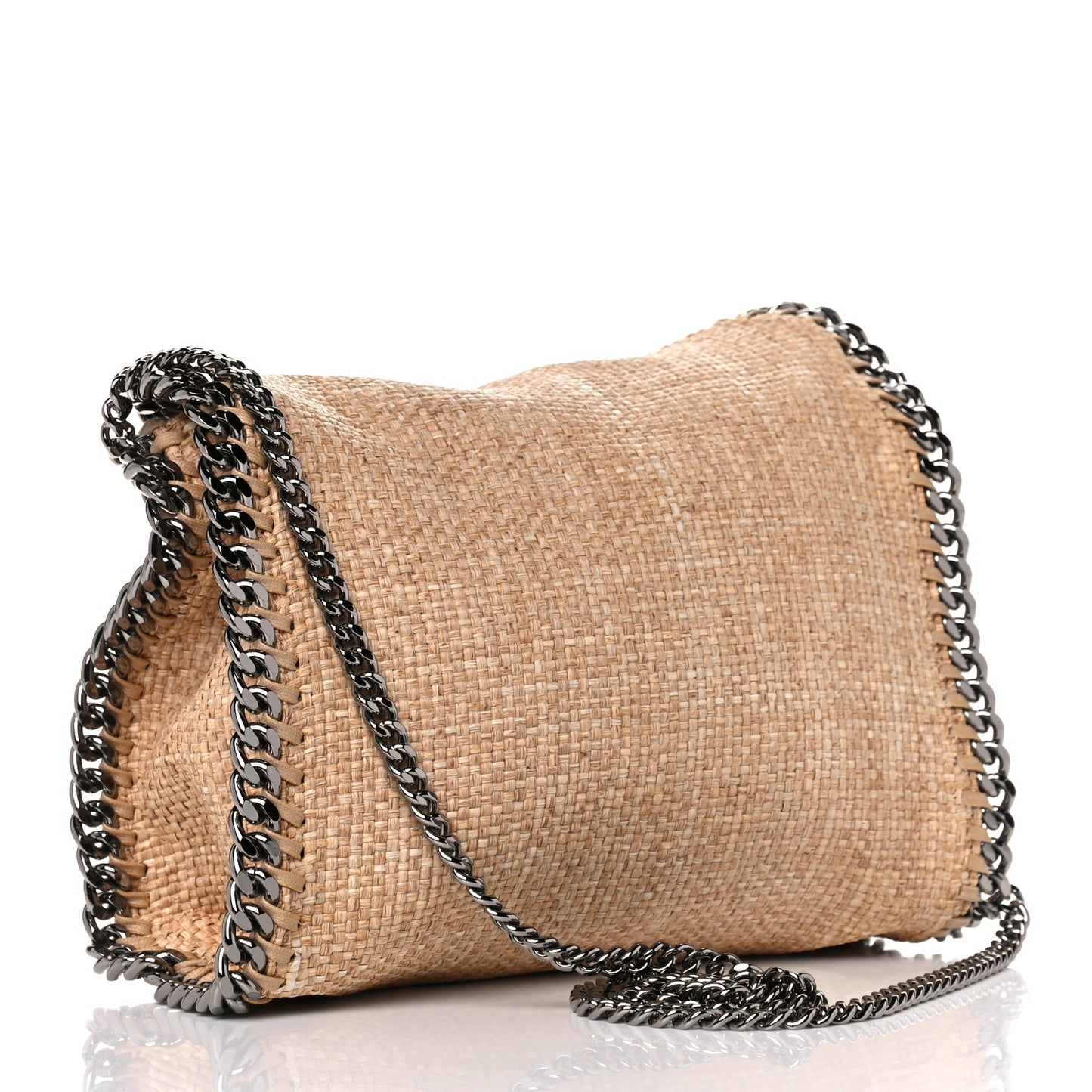 Woven Raffia Mini Falabella Fold Over Natural