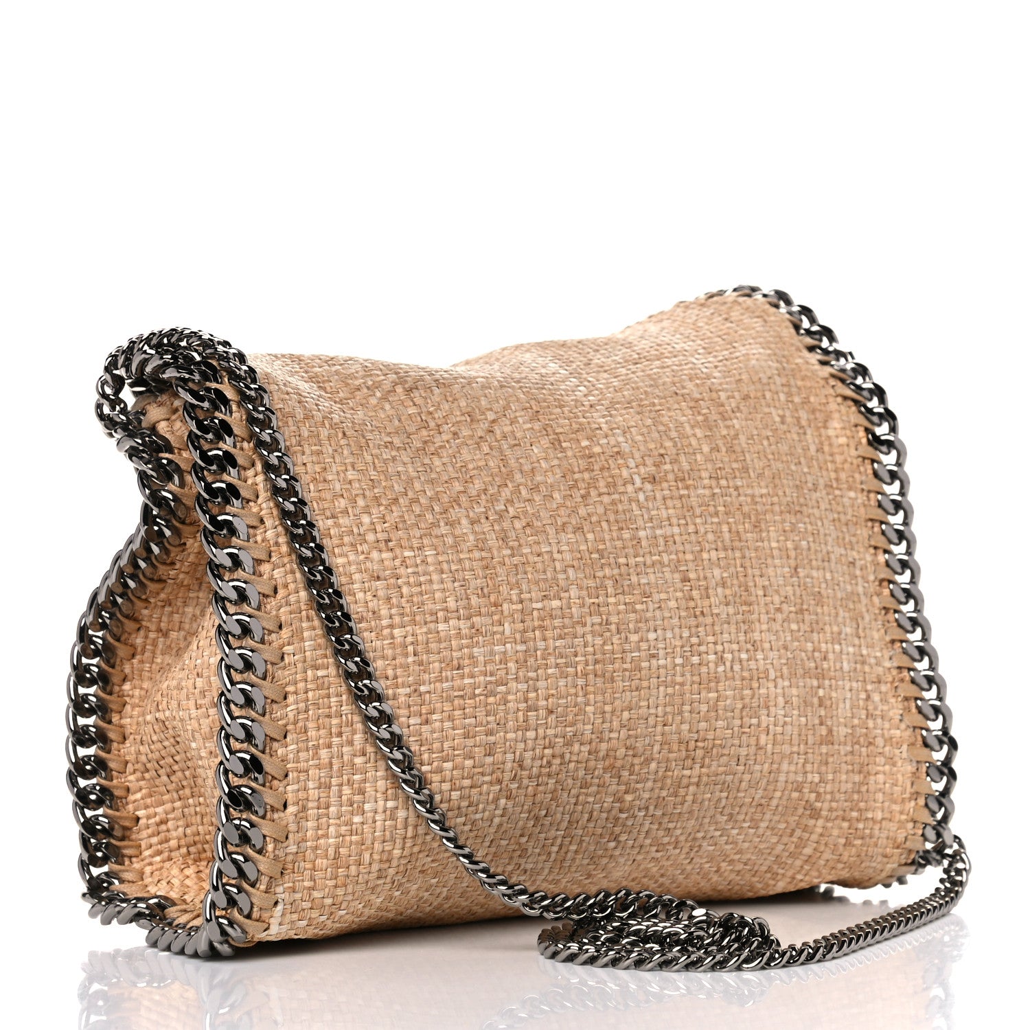 Stella McCartney Woven Raffia Mini Falabella Fold Over Natural 3 of 9