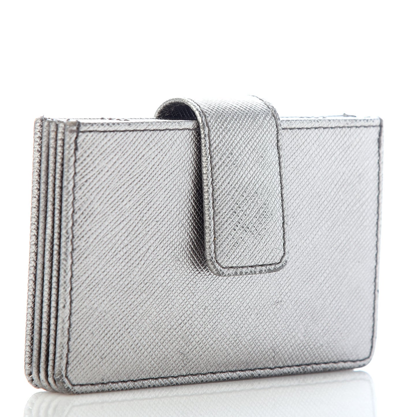 Metallic Saffiano Accordion Card Case Cromo