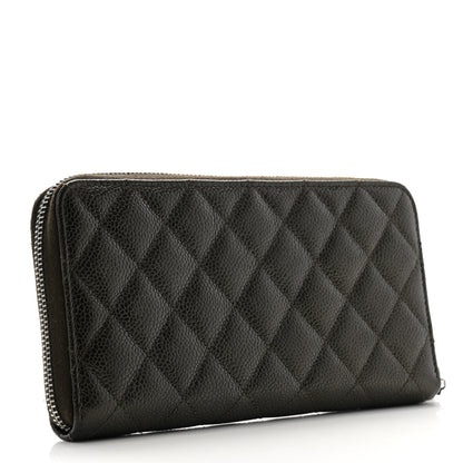 Chanel Metallic Caviar Quilted Large Gusset Zip Around Wallet Dark Charcoal 3 of 12