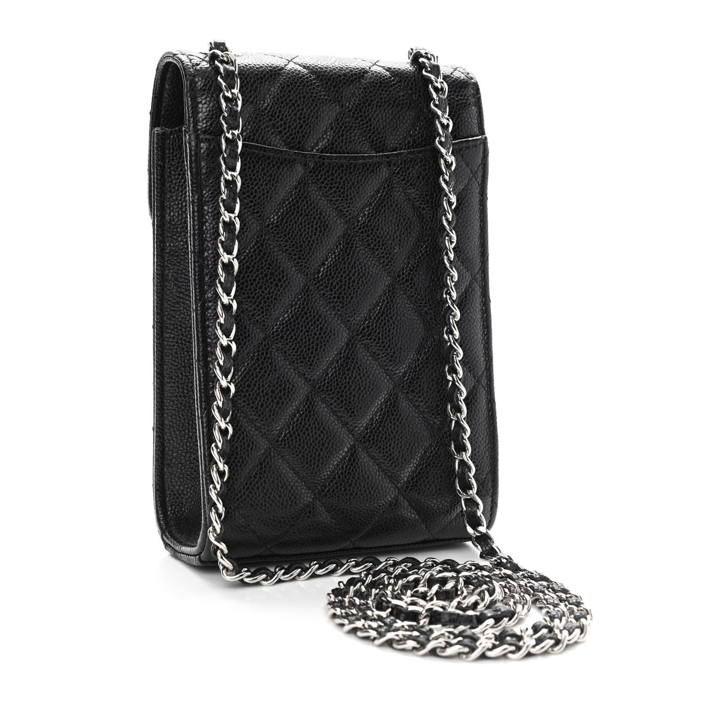 Caviar Quilted Classic Phone Holder Black