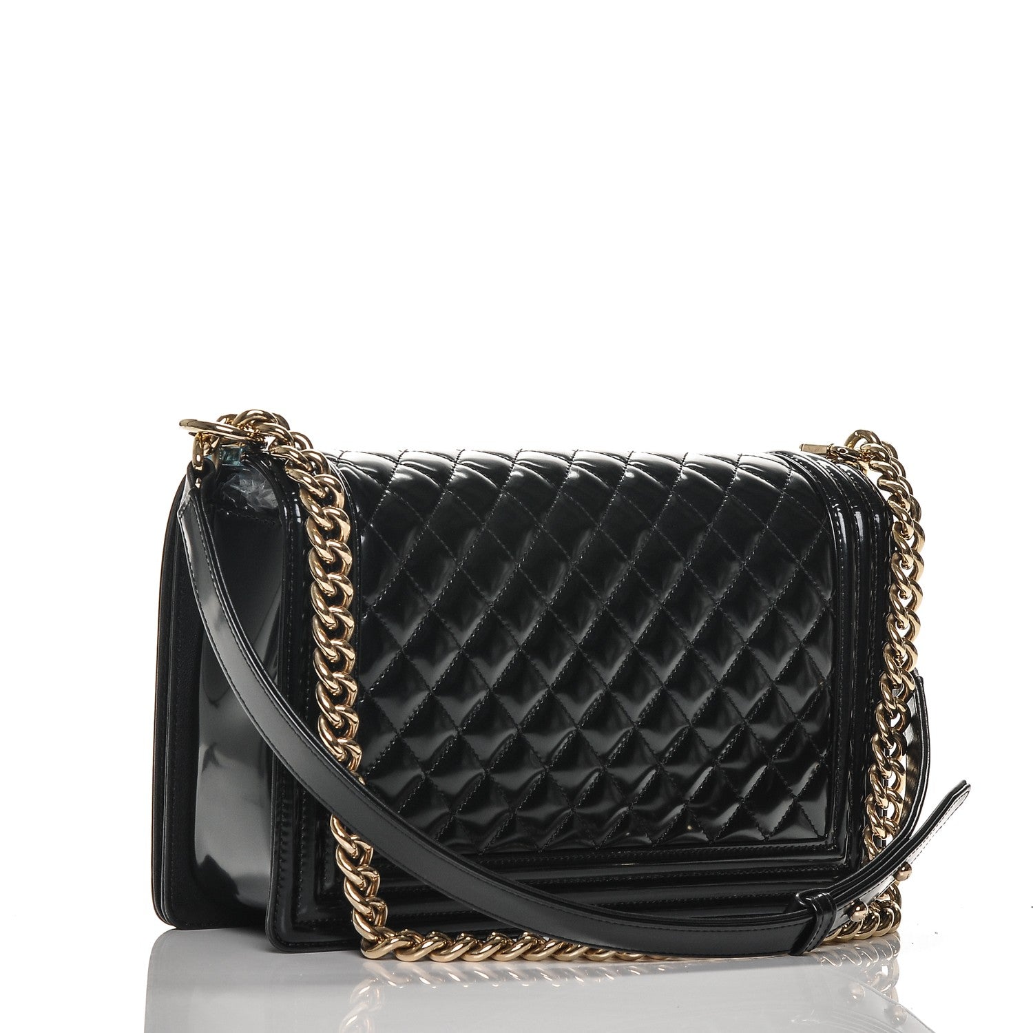 Chanel CHANELPatent Calfskin Quilted New Medium Boy Flap Black 3 of 7