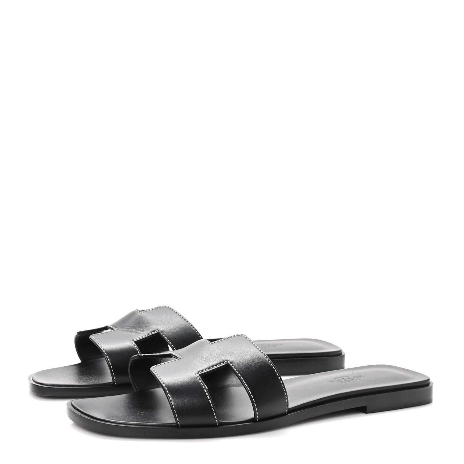Hermes Box Calfskin Oran Sandals 39.5 Black 4 of 9