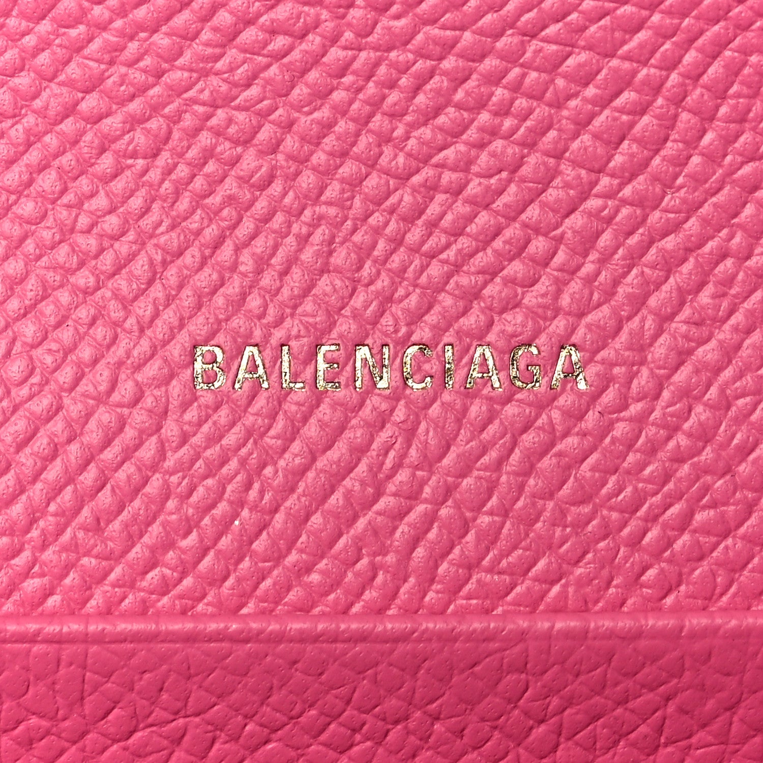 Balenciaga Signature Grained Calfskin Logo Ville Wallet on Chain Bubble Gum Black 5 of 9