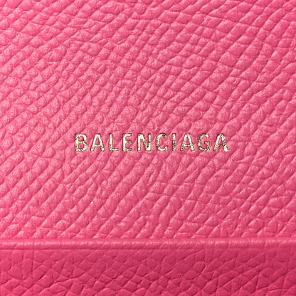 Balenciaga Signature Grained Calfskin Logo Ville Wallet on Chain Bubble Gum Black 5 of 9