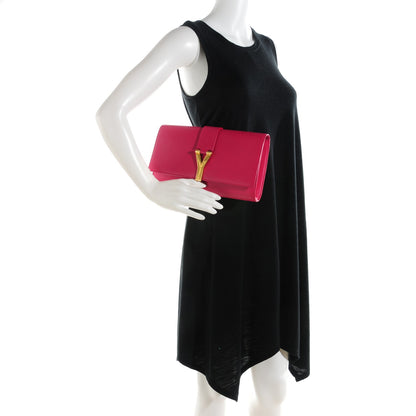 Saint Laurent Calfskin Classic Y Ligne Clutch Fuchsia 2 of 10