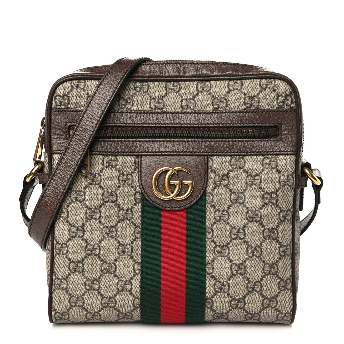 GG Supreme Monogram Web Small Ophidia Messenger Bag Brown