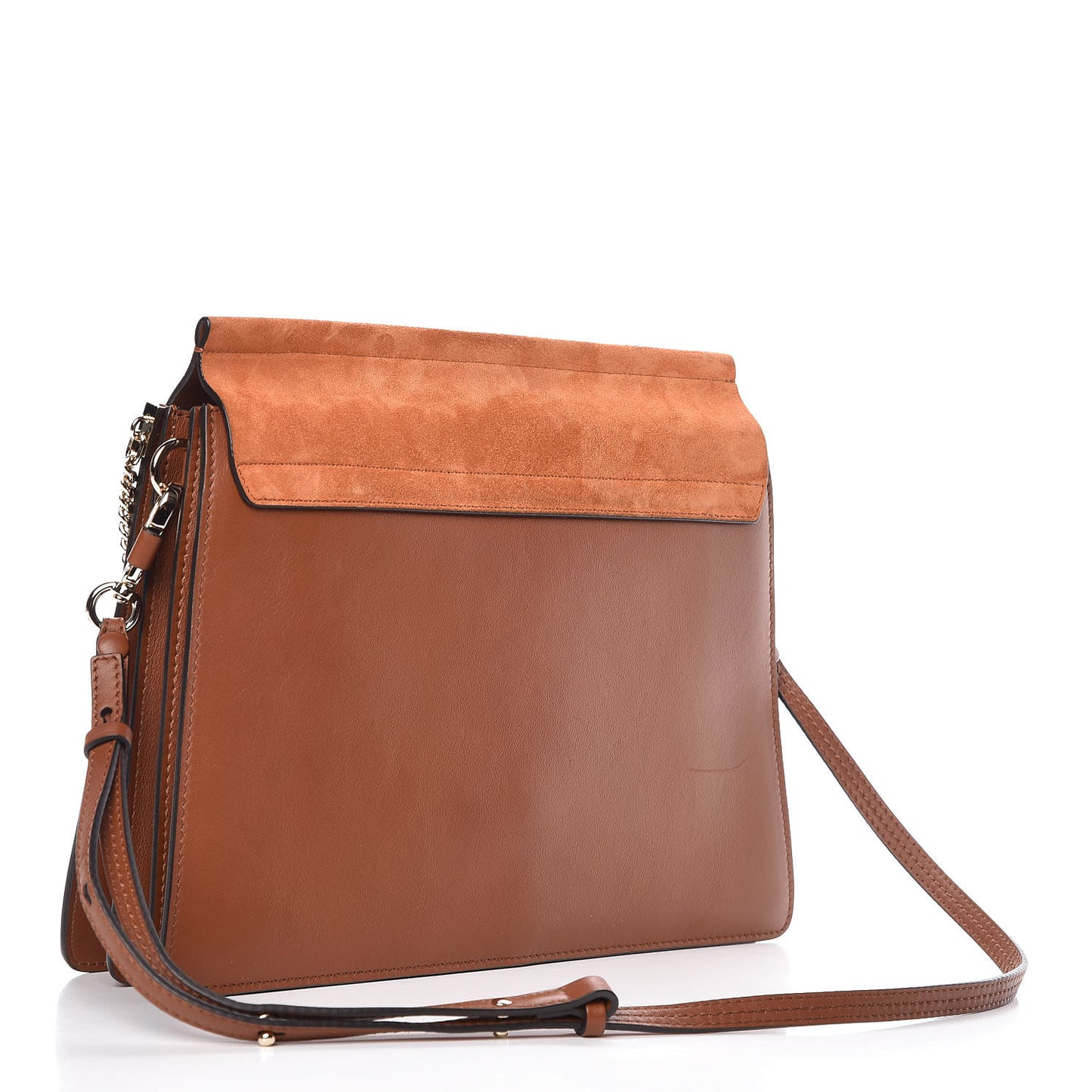 Suede Calfskin Medium Faye Shoulder Bag Tobacco