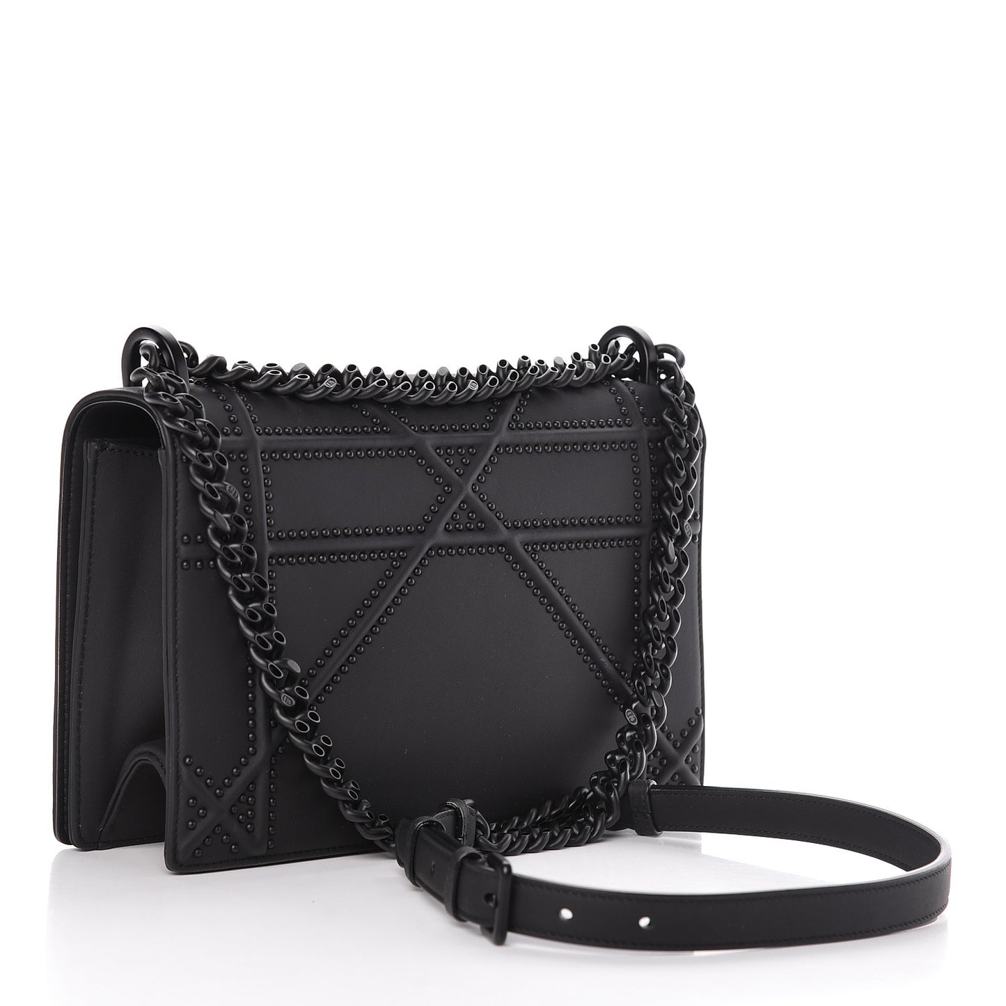 Ultra Matte Calfskin Studded Medium Diorama Flap Bag Black