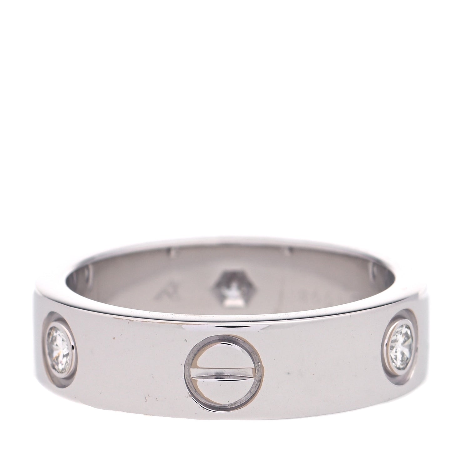 18K White Gold 3 Diamond 5.5mm LOVE Ring 55 7.25