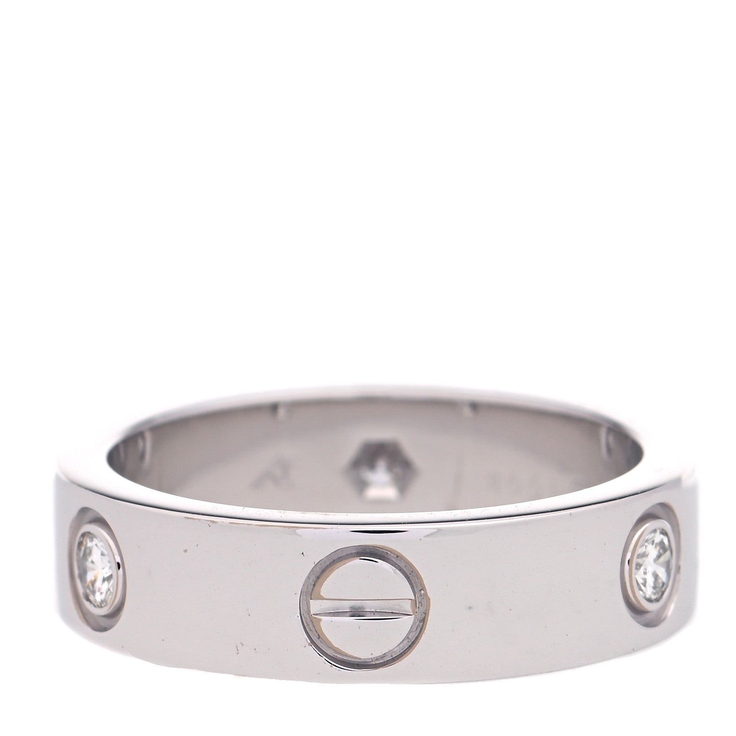 Cartier 18K White Gold 3 Diamond 5.5mm LOVE Ring 55 7.25 3 of 6