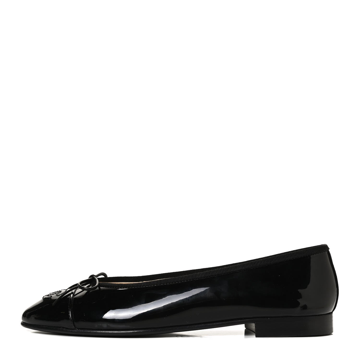 Chanel Patent CC Cap Toe Ballerina Flats 37 Black 1 of 12