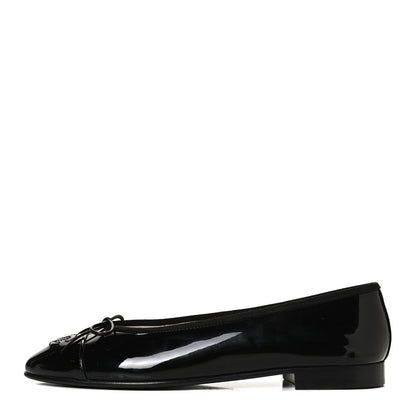 Chanel Patent CC Cap Toe Ballerina Flats 37 Black 1 of 12