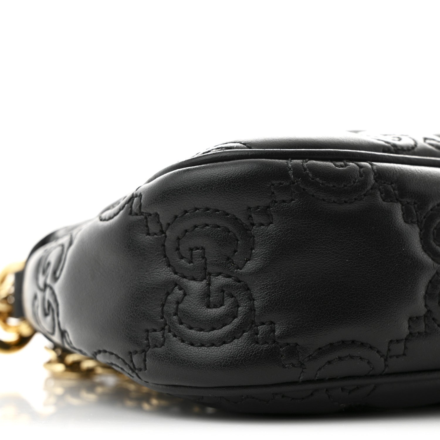 Gucci Calfskin GG Matelasse Chain Handbag Black Natural 9 of 10