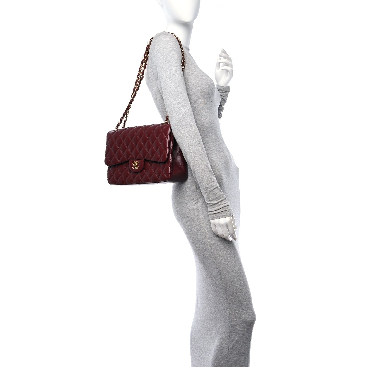 Chanel Lambskin Quilted Jumbo Double Flap Burgundy 2 of 11