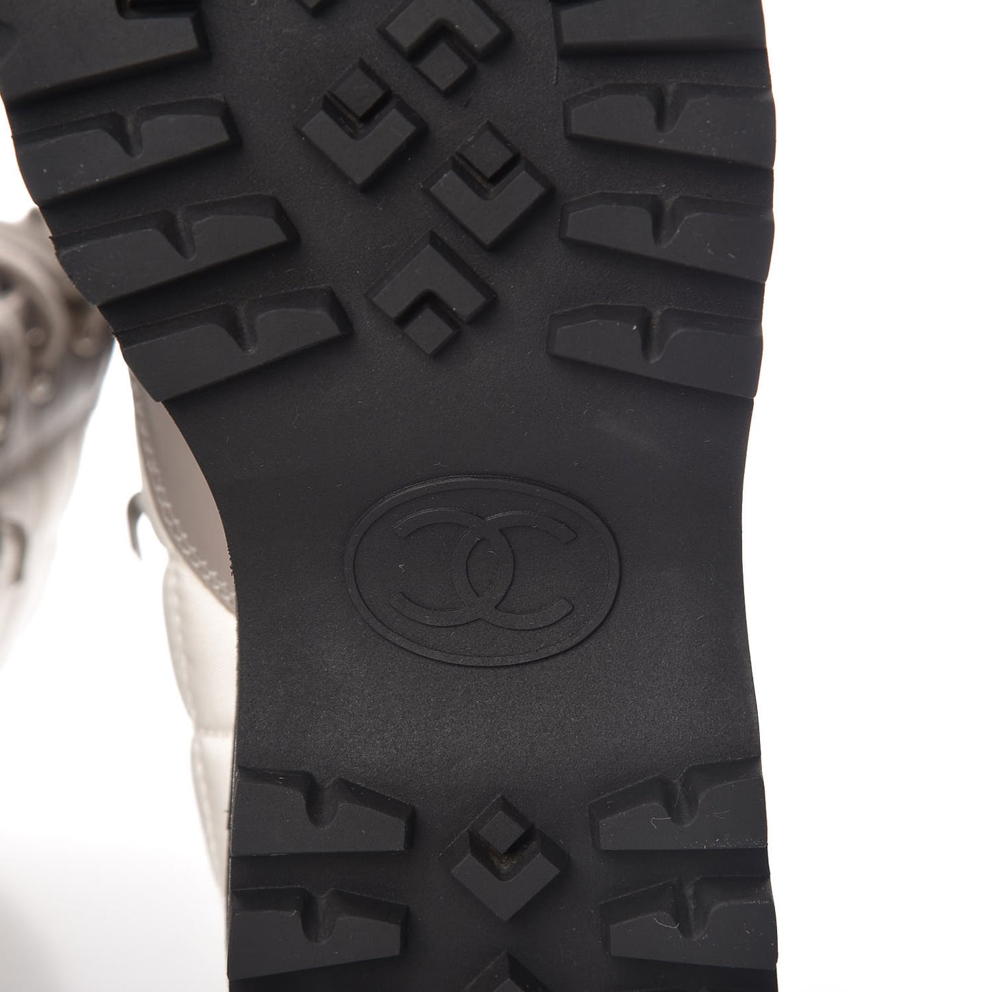 Calfskin Nylon Quilted Boots 36 White Grey Black