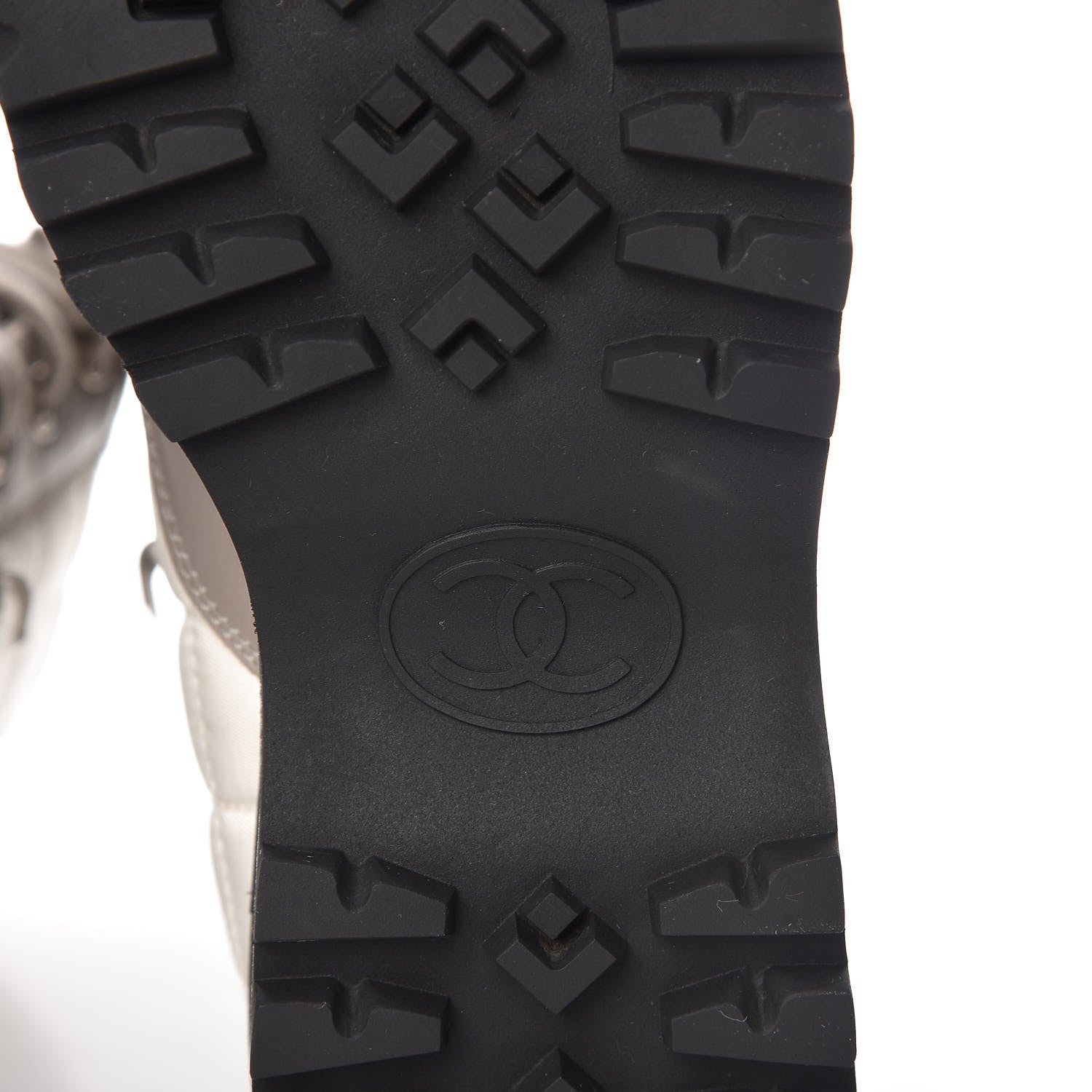 Chanel Calfskin Nylon Quilted Boots 36 White Grey Black 9 of 10
