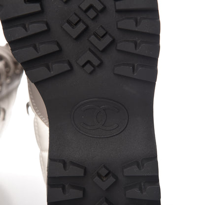 Chanel Calfskin Nylon Quilted Boots 36 White Grey Black 9 of 10
