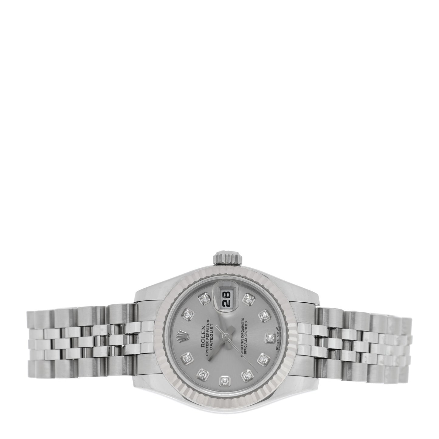 Stainless Steel 18K White Gold Diamond 26mm Oyster Perpetual Datejust Watch Silver 179174
