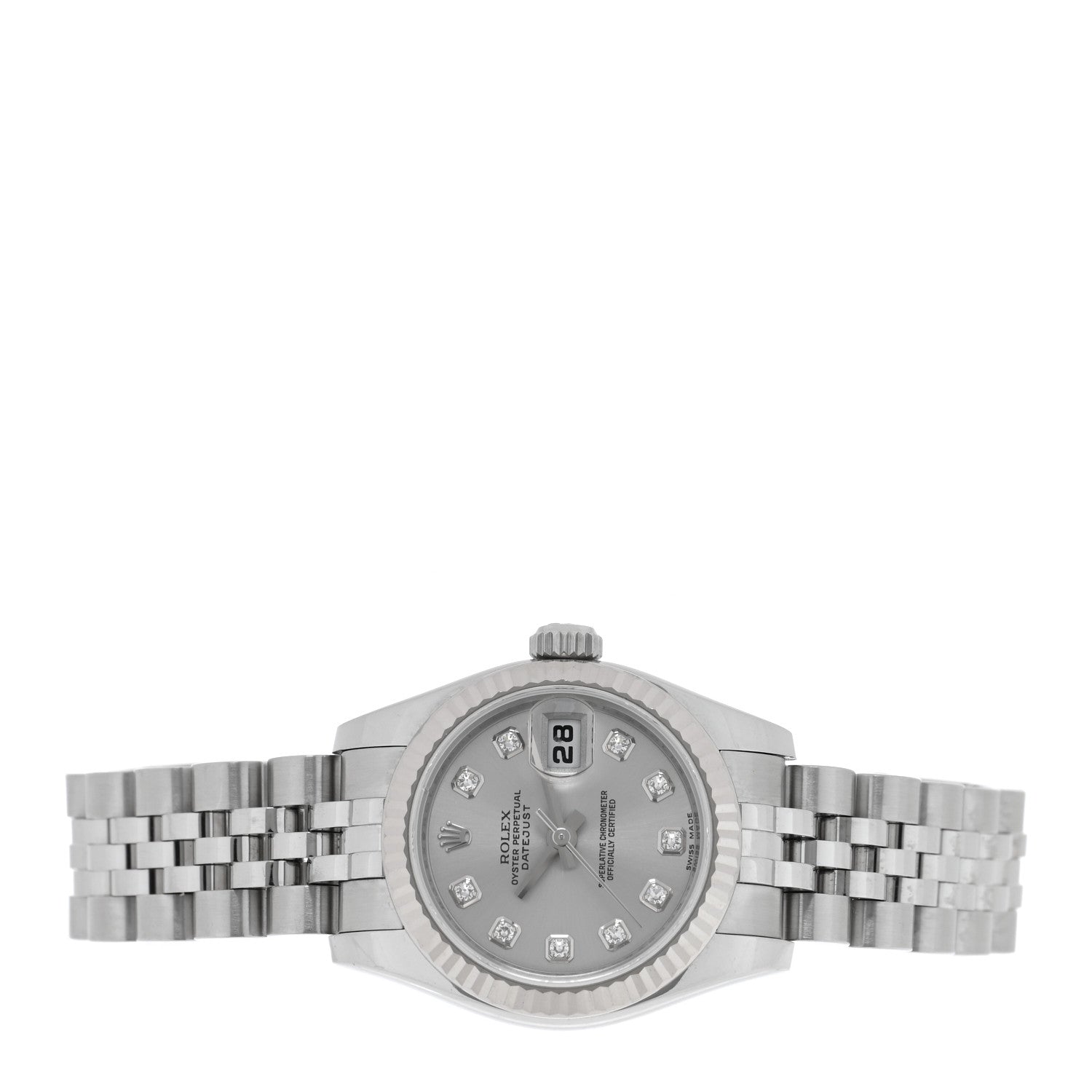 Rolex Stainless Steel 18K White Gold Diamond 26mm Oyster Perpetual Datejust Watch Silver 179174 2 of 5