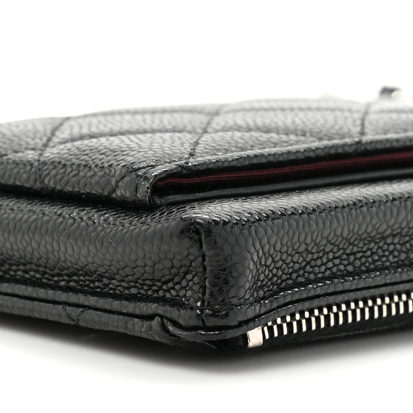 Caviar Quilted Zip Phone Case Black
