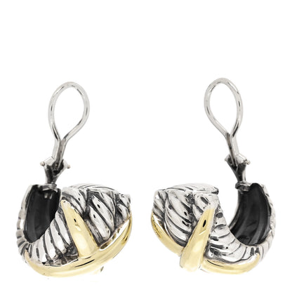 David Yurman Sterling Silver 14K Yellow Gold Cable Classics X Clip On Earrings 3 of 5