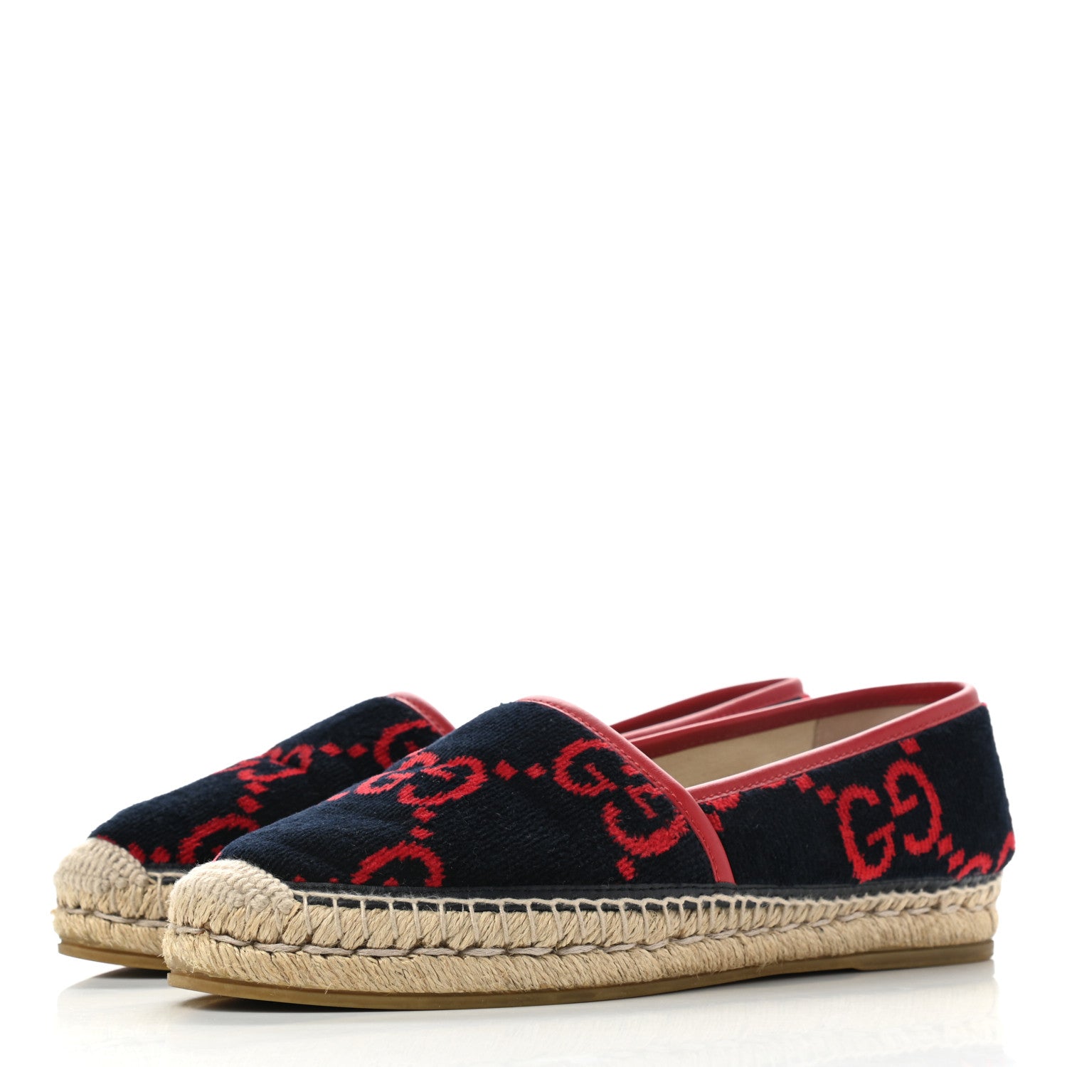 Gucci Terry Cloth GG Monogram Espadrilles 39.5 Blue Red 3 of 12