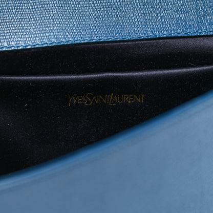 Saint Laurent Textured Calfskin Classic Y Ligne Clutch Blue 6 of 9