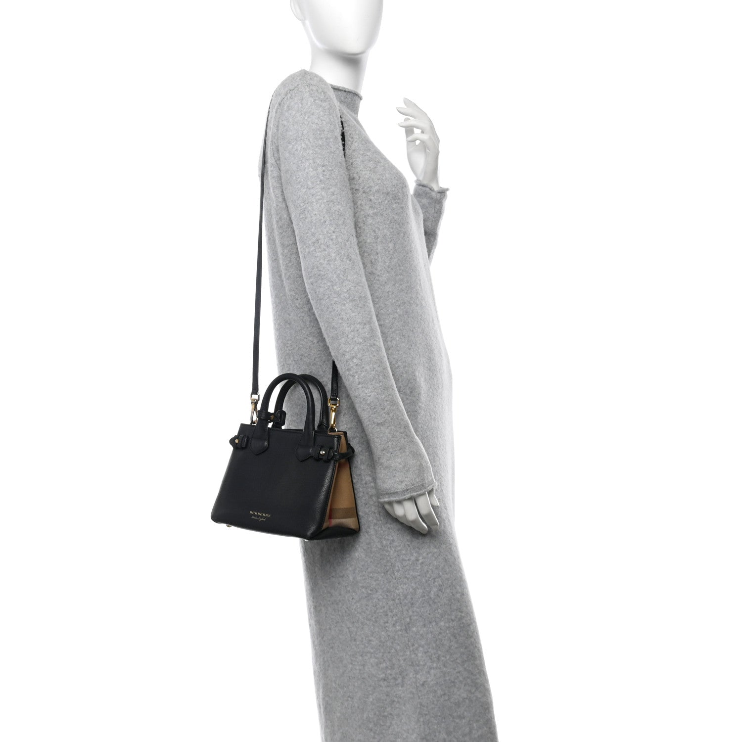 Burberry Derby Calfskin House Check Baby Banner Tote Black 2 of 16