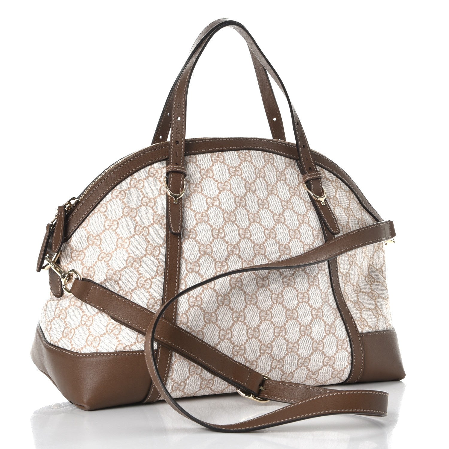 Gucci GG Supreme Monogram Calfskin Medium Nice Top Handle Dome Bag New Mystic White Beige Brown 4 of 13