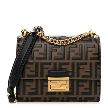 Fendi Vitello Liberty Bi-Color FF 1974 Embossed Small Kan U Shoulder Bag Maya Black 1 of 9