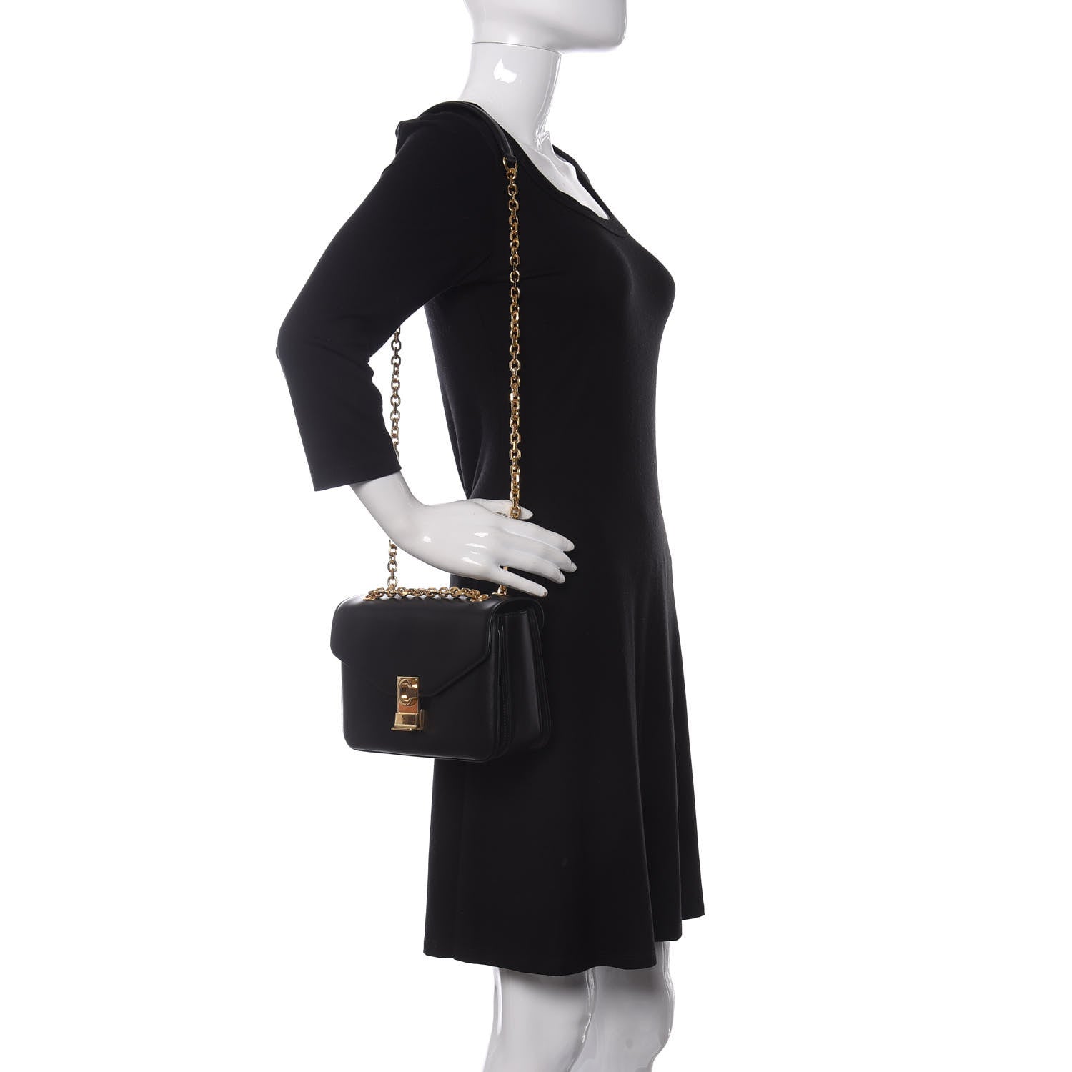 Celine Shiny Calfskin Medium C Bag Black 2 of 11