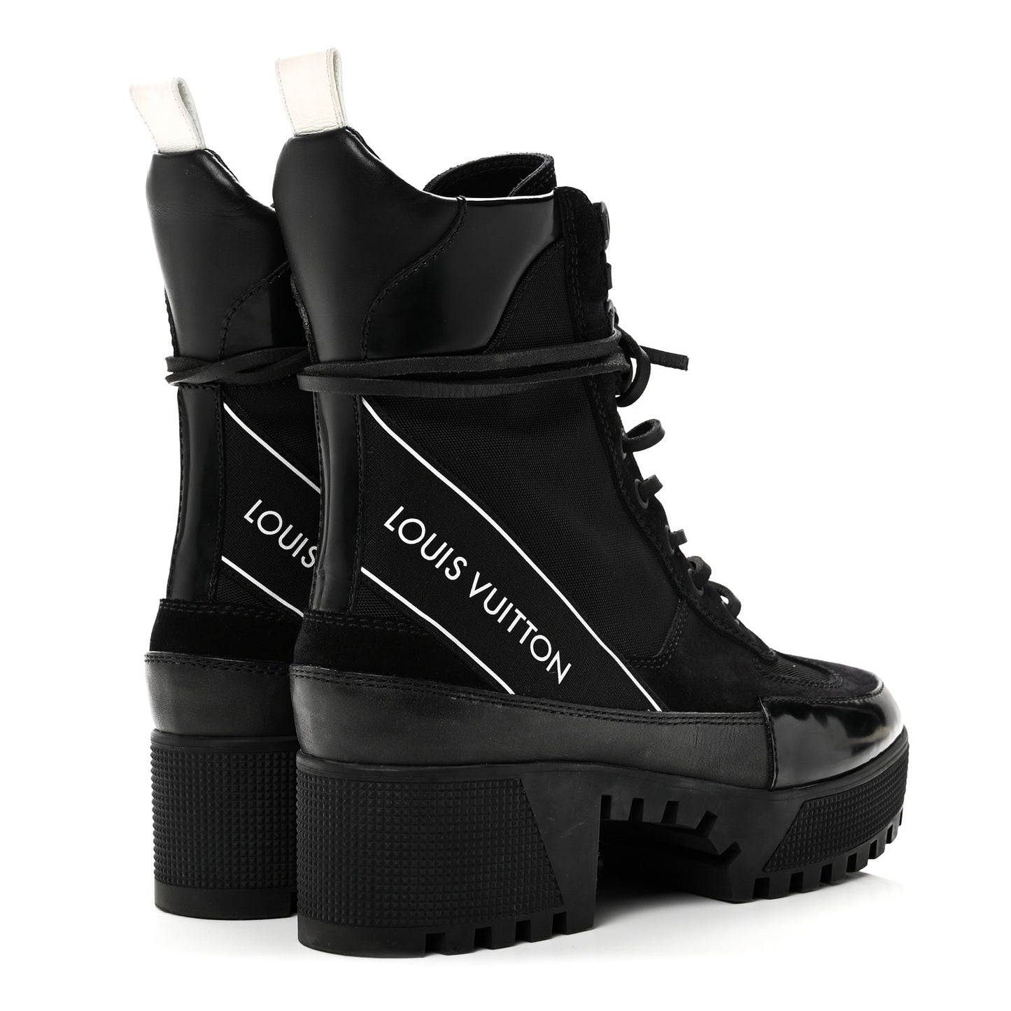 Suede Calfskin Mesh Logo Laureate Platform Desert Boots 37 Black