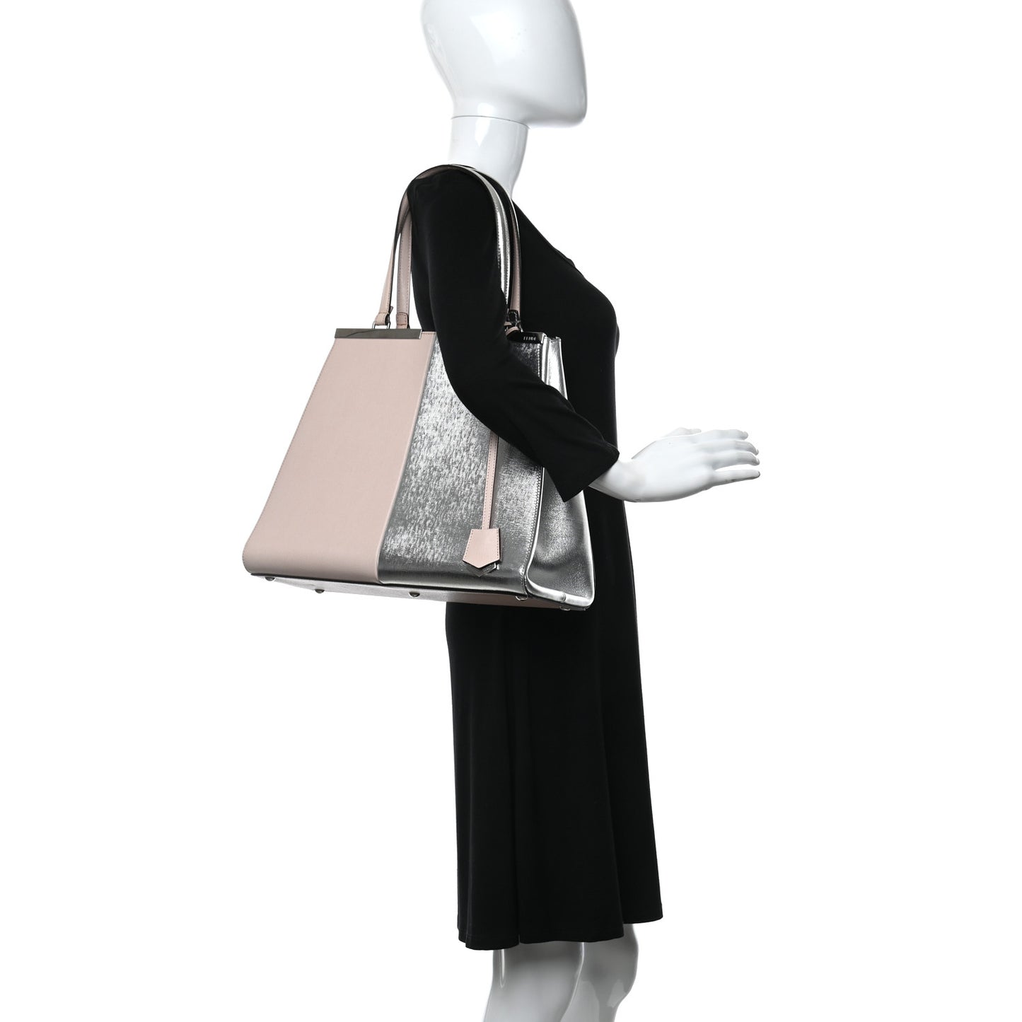 Vitello Elite Bi-Color Large 3Jours Tote Plaster Argento