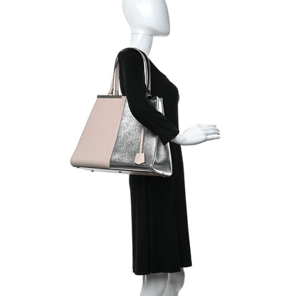 Fendi Vitello Elite Bi-Color Large 3Jours Tote Plaster Argento 2 of 13