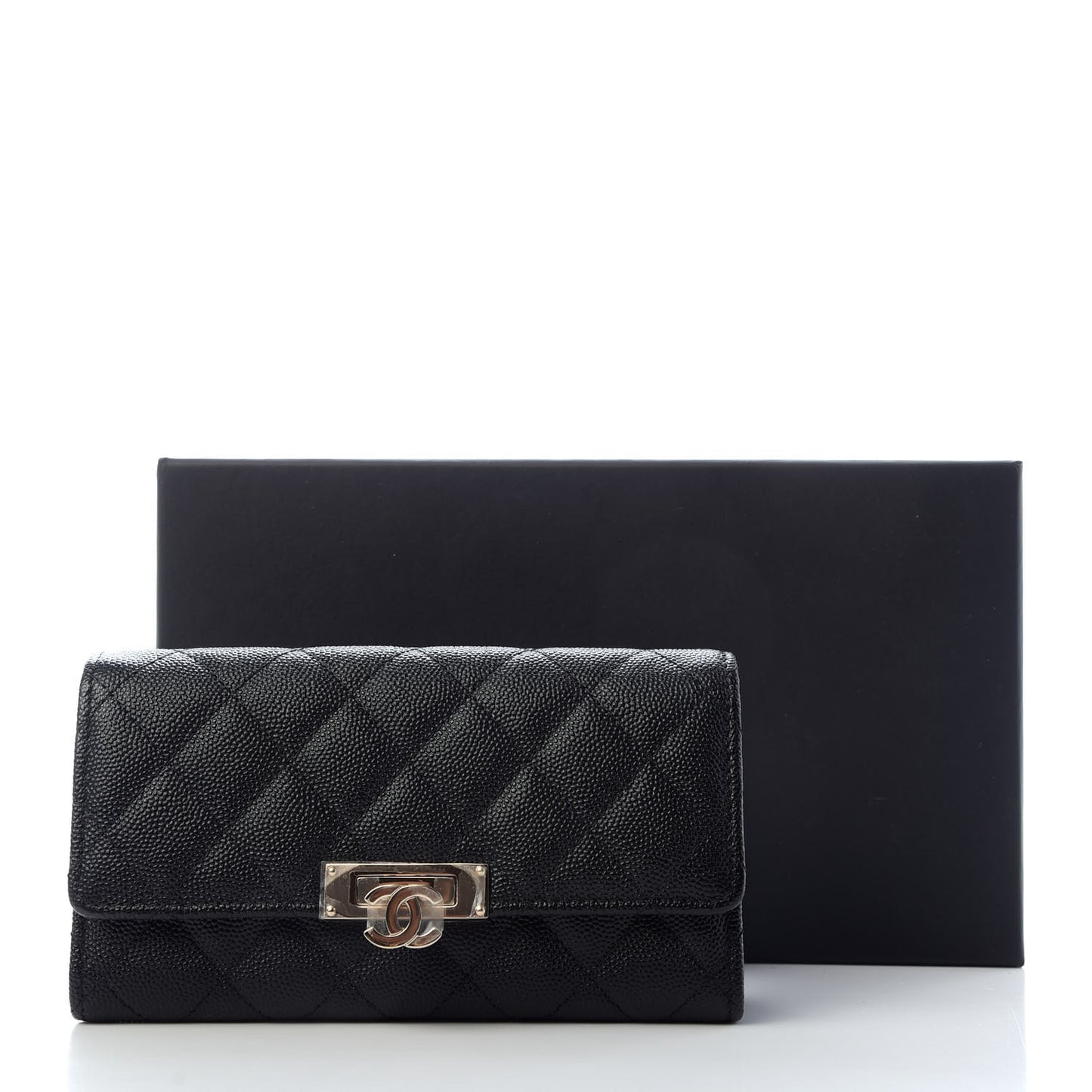 Caviar Quilted Medium Golden Class Wallet Black