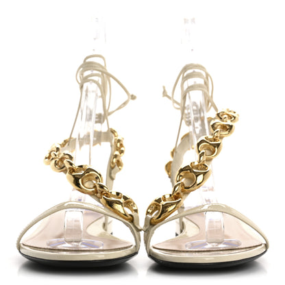 Gucci Vernice Crystal Lambskin Marina Ankle Wrap Sandals 37 New Ivoire 3 of 9