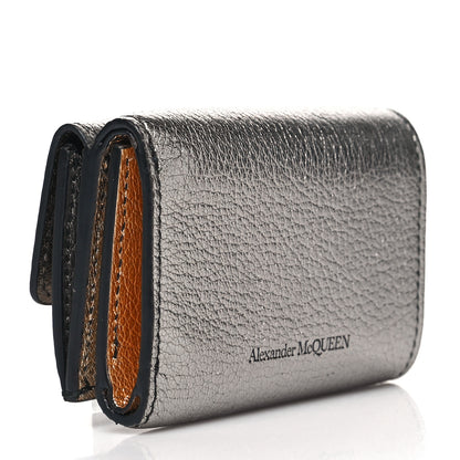Alexander McQueen Metallic Calfskin Skull Short Flap Wallet Silver 3 of 9