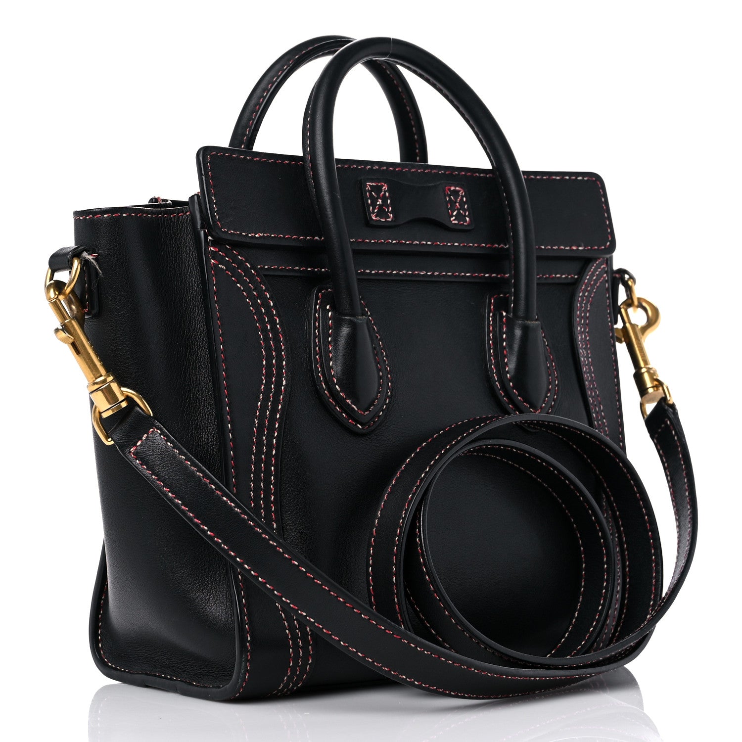 Celine Shiny Smooth Calfskin Stitched Nano Luggage Black Multicolor 3 of 18