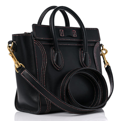 Celine Shiny Smooth Calfskin Stitched Nano Luggage Black Multicolor 3 of 18