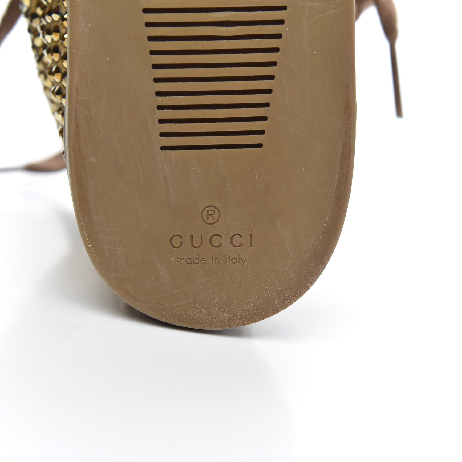 Gucci Satin Studded Womens High Top Sneakers 37 Gold 6 of 6