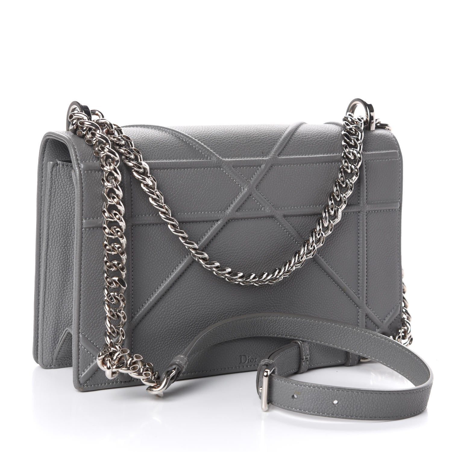 Christian Dior Grained Calfskin Medium Diorama Flap Bag Gris 3 of 9